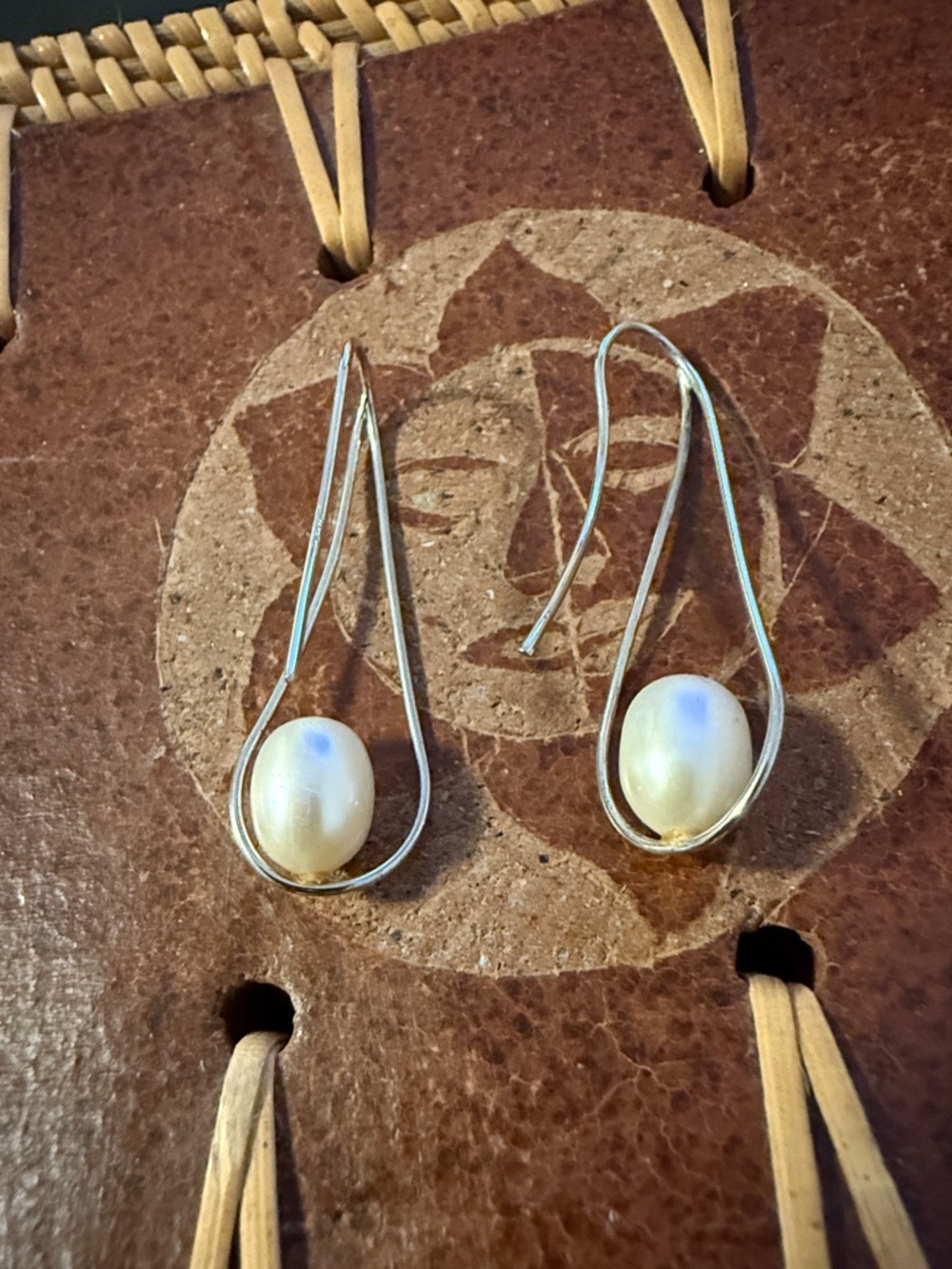 Sterling Silver Pearl Drop Earrings - White Pearl - Picture 2 of 2